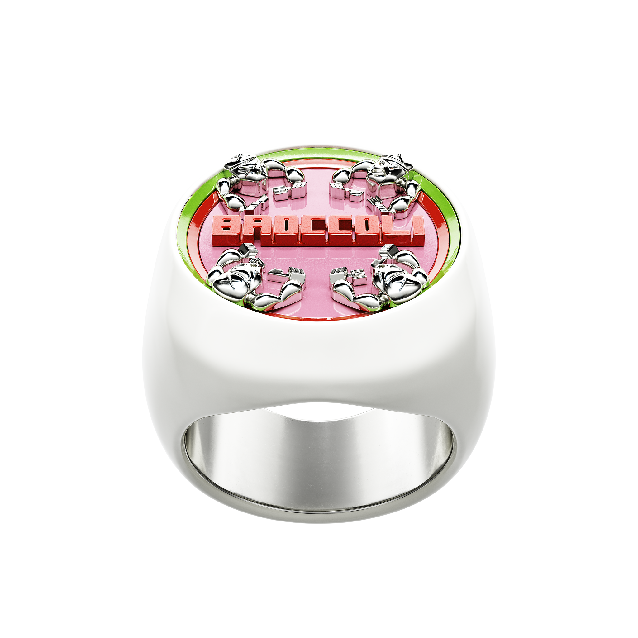 A detail of Broccoli Ring in Retba Pink